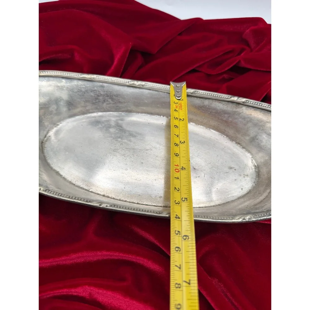 Vintage Hotel du Pont Silver Serving Tray GM Co Oval Beaded Bread Dish 03699